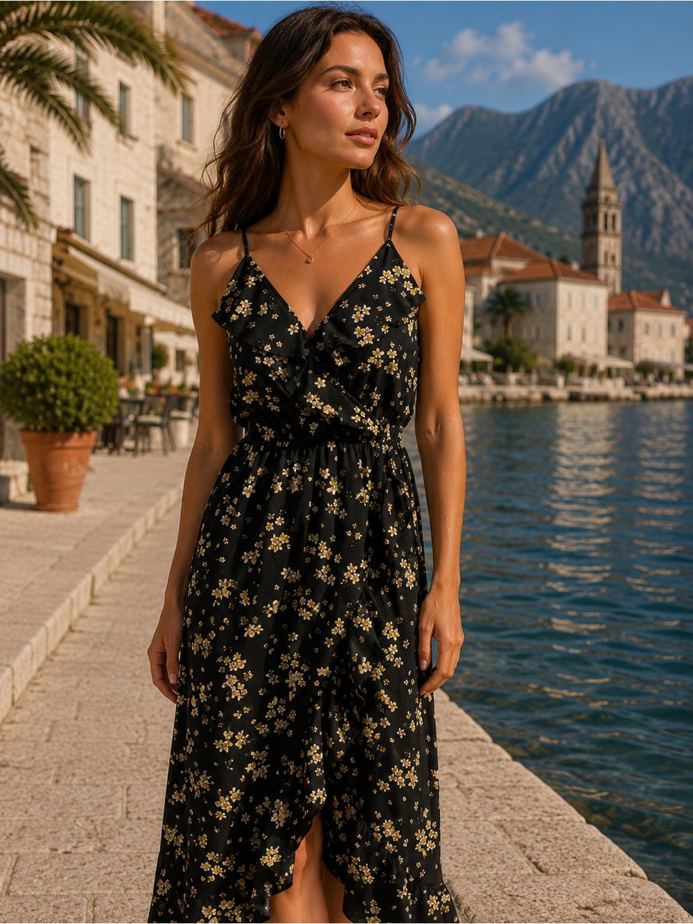Indulge Black Floral Midi Dress ☀️